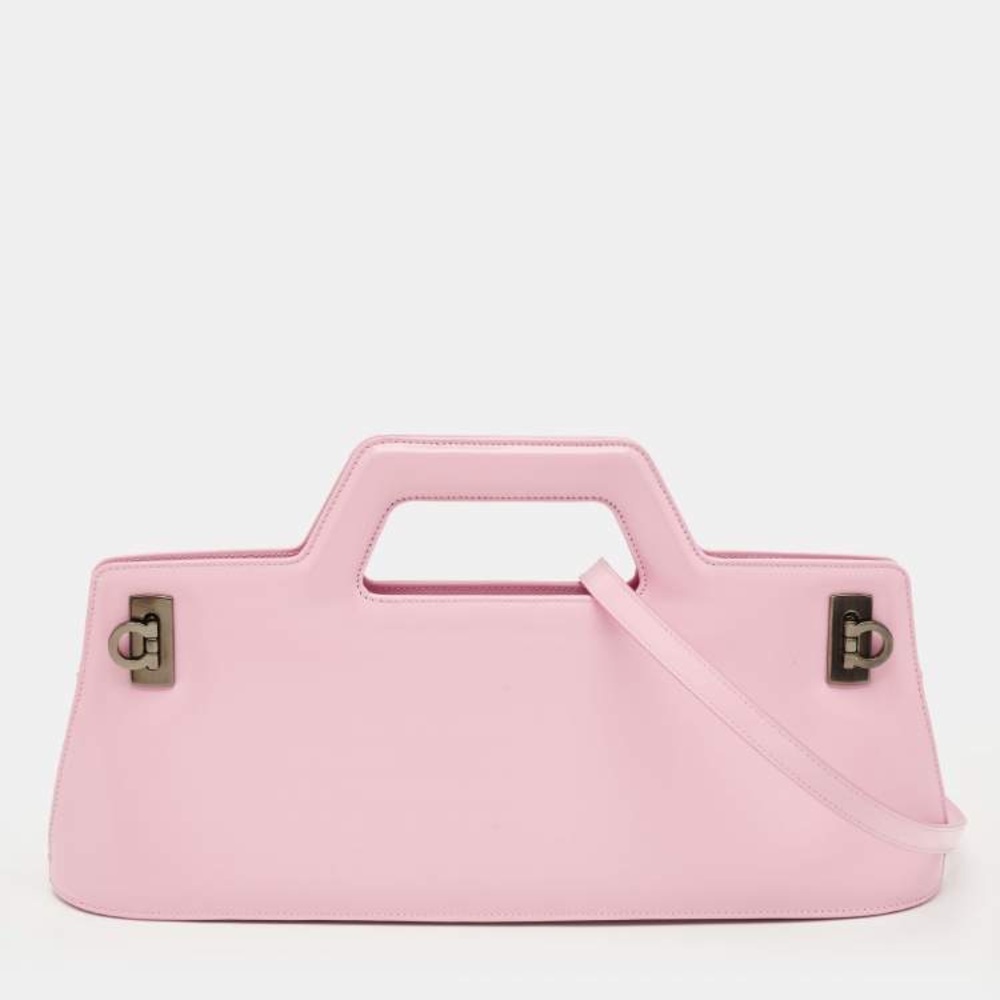 Ferragamo East West Mini Wanda Pink Leather Handbag with Detachable Strap. NWT.